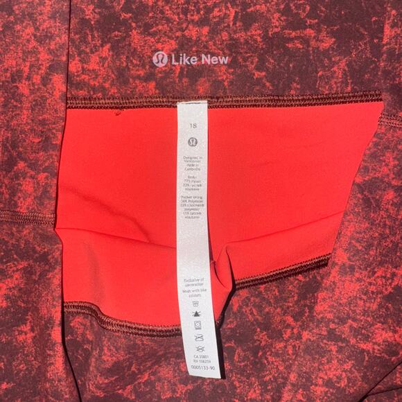 Lululemon Wunder Train Shorts 6" | Size 18 Autumn Red Black Print NWOT - Picture 9 of 9